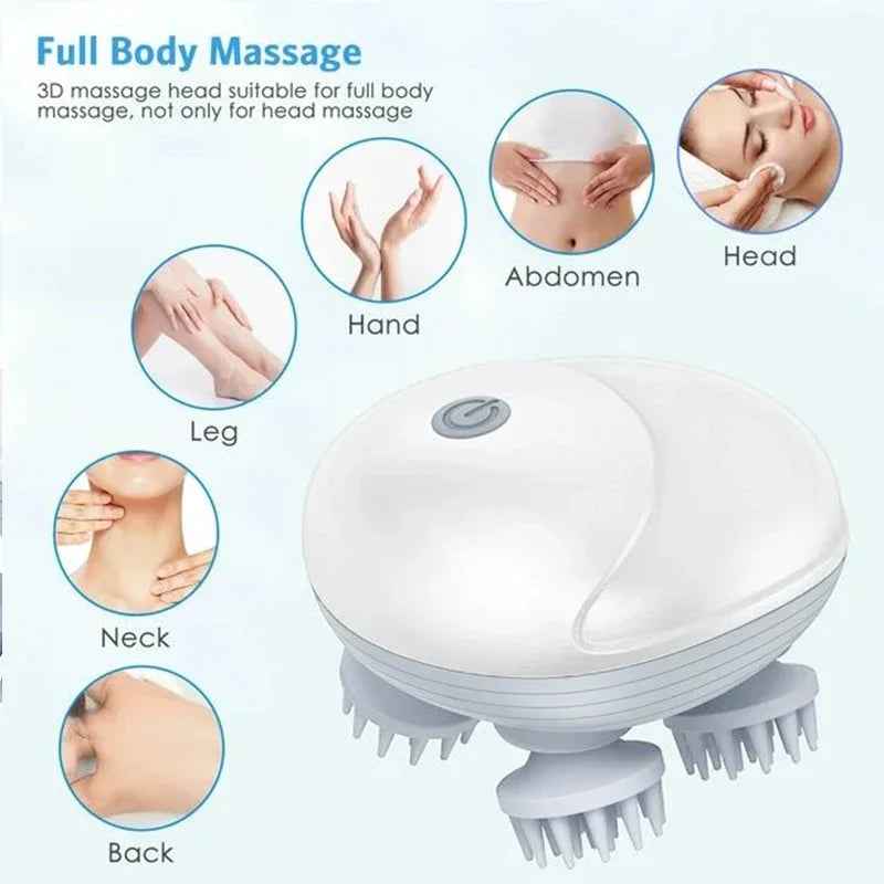 Electric Scalp Massager Head Massager with Vibrator Heated for Relaxation Treatments Migraine Relief Hair Growth Body Massager