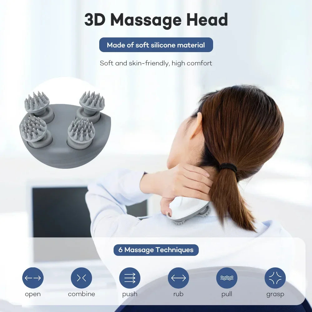 Electric Scalp Massager Head Massager with Vibrator Heated for Relaxation Treatments Migraine Relief Hair Growth Body Massager